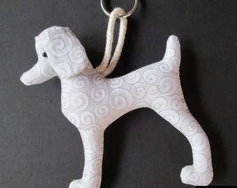 2 COLOR OPTIONS - Fabric Poodle Dog keychain, ornament, accessory