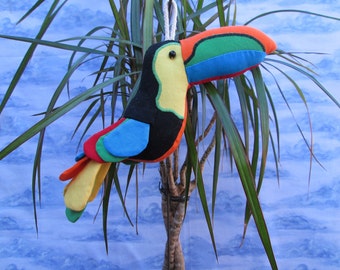 2 SIZE OPTIONS Fabric Toucan Bird keychain, ornament, accessory