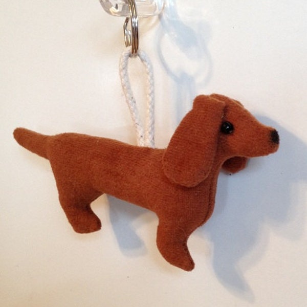 2 COLOR OPTIONS - Fabric Dachshund (Wiener Dog) keychain, ornament, accessory