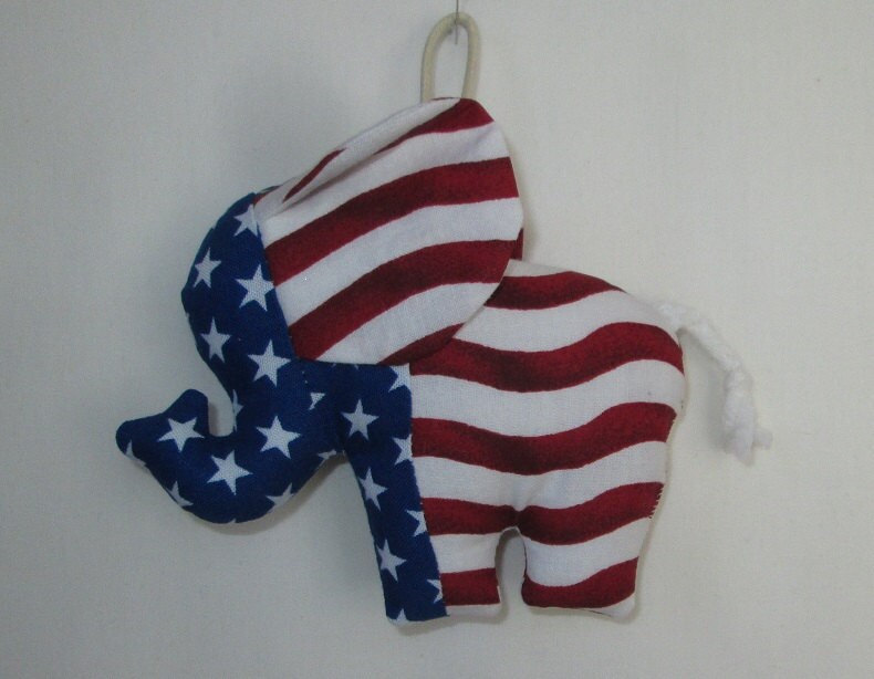 Fabric Patriotic Elephant, Republican GOP Keychain, Ornament, Accessory ...