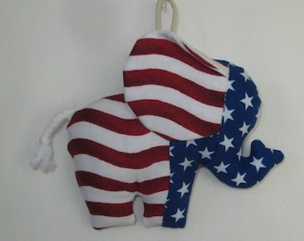 Fabric Patriotic Elephant, Republican GOP keychain, ornament, accessory