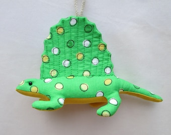 Fabric Dimetrodon Dinosaur keychain, ornament, accessory