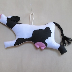 Fabric Flying Cow keychain, ornament, accessory - Cow jumping over the Moon option