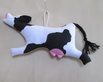 Fabric Flying Cow keychain, ornament, accessory - Cow jumping over the Moon option