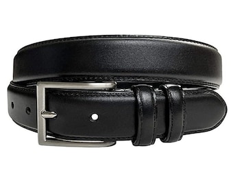 Italian Calfskin Genuine Leather Belt - 1 1/8'' Wide - Black Dress Belt - Father's Day Gift Idea Golf - Silver Buckle