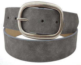 grey leather belt womens