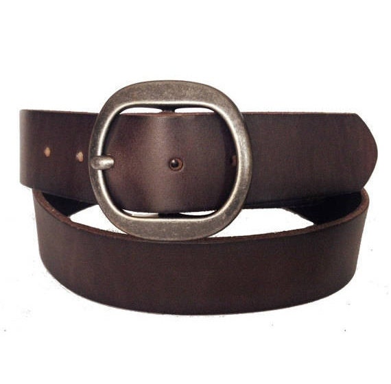 MEN BLACK LEATHER BELT WITH SILVER BUCKLE-S-M-L