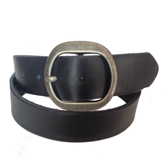 Men/'s US Steer Hide Leather 38MM Belt With Brushed Silver Buckle Made In The USA