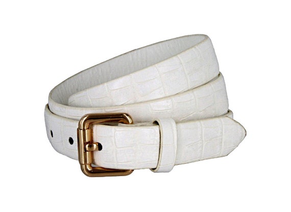 Women's White Skinny Belt - 1'' Wide - Thin Style… - image 1