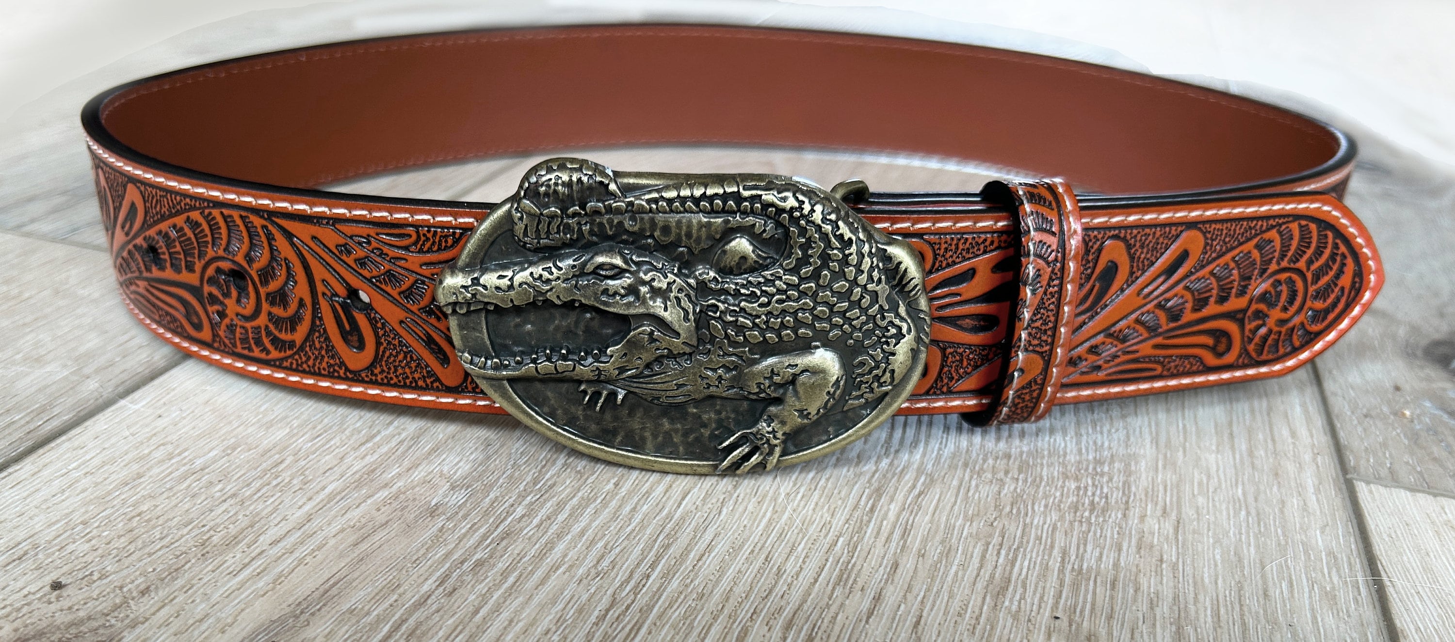 Black Double Side Genuine Handmade Crocodile Skin Belt Buckle Hermès/ LV  Size 36