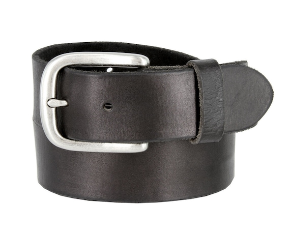 100/% Solid Cowhide Leather Belt Snap-On Removable Buckle Unisex Womens 1.5/" Wide