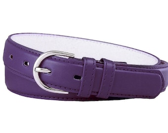 Women's Purple Skinny Belt - 1 1/8'' Wide - Thin Style - Waist - Jeans Waist - Genuine Leather - Silver Buckle Dress Casual Thin