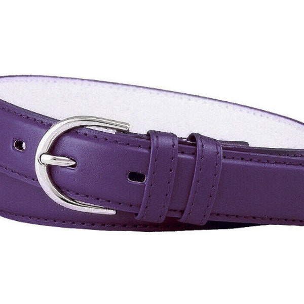 Women's Purple Skinny Belt - 1 1/8'' Wide - Thin Style - Waist - Jeans Waist - Genuine Leather - Silver Buckle Dress Casual Thin