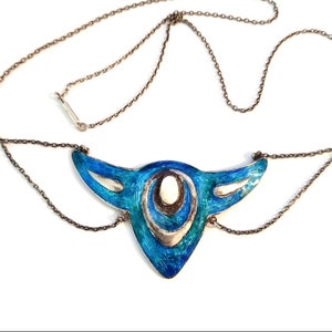 Antique Art Nouveau Sterling Silver and Enamel Statement Necklace by William Hair Haseler circa 1910 Liberty Necklace
