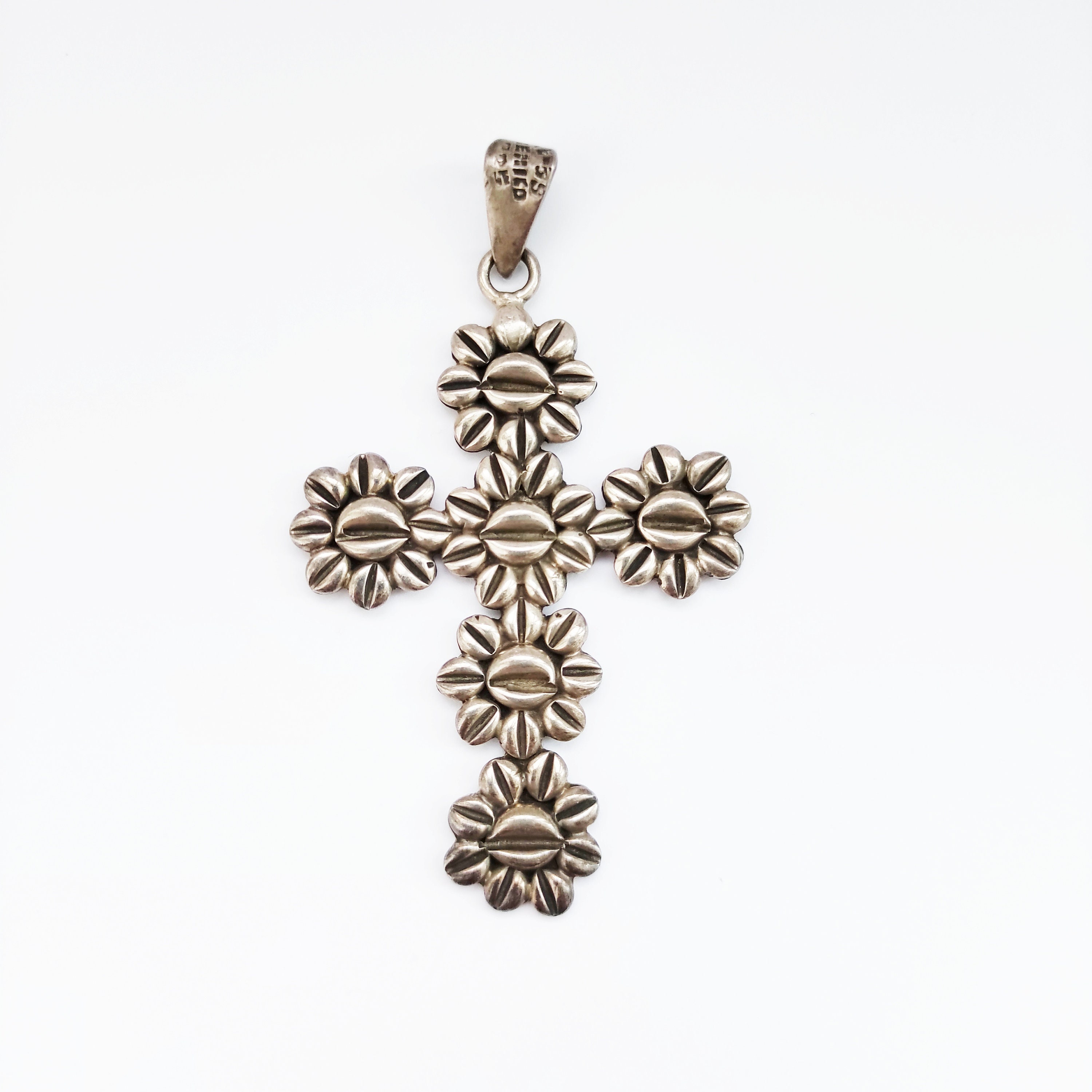 Vintage Large Sterling Silver Mexico Cross / Crucifix Pendant Circa ...