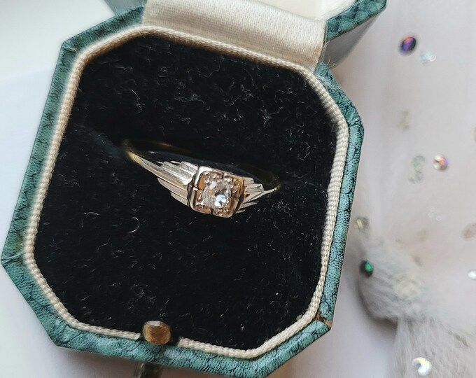 Art Deco Vintage Solid Gold Engagement Ring 0.75 TCW Round - Etsy