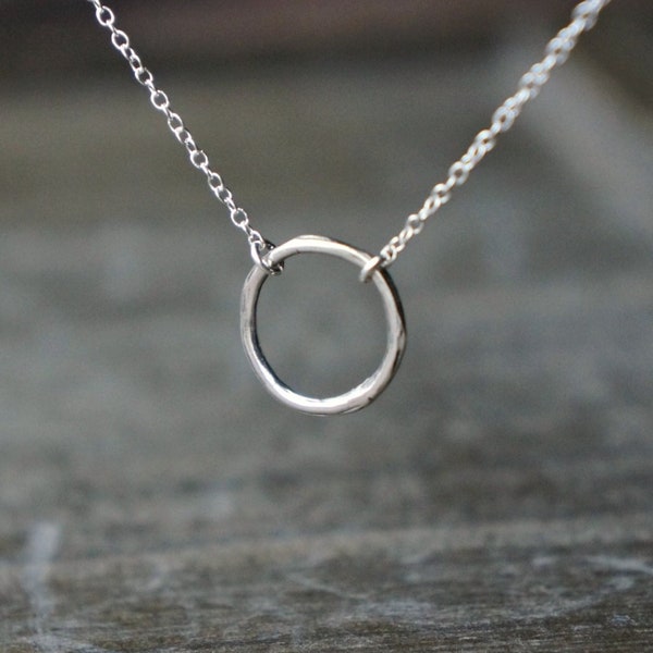 Silver Circle Necklace / Silver Infinity Pendant on Sterling Silver Chain ... Simple Modern and Minimalist