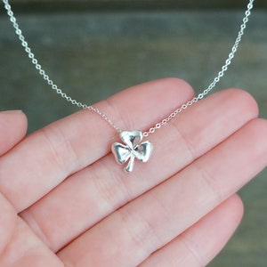 Silver Shamrock Necklace // Floating Three Leaf Clover Pendant on a Sterling Silver Chain • Good Luck Charm Necklace • Lucky Jewelry