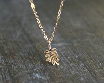 Fern Necklace // Small Dainty Pendant on a 14k Gold Filled Chain / Nature • Feminine • Gift for Her