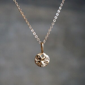 Removable Sand Dollar Charm Necklace // Small Realistic Sand Dollar Pendant on a 14k Gold Filled Chain, Dainty Layering Necklace