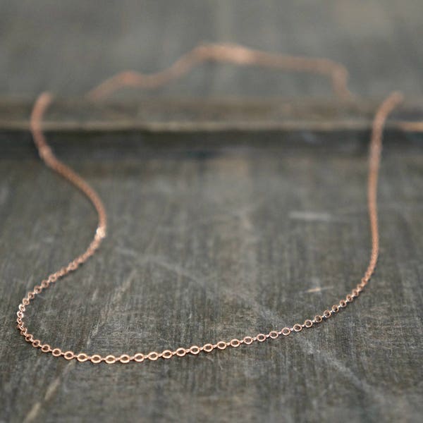Thin and Dainty Plain Rose Gold Necklace // Shimmering 14k Rose Gold Filled Chain / Short or Long • Simple and Pretty Layering Necklace