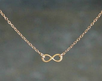 Tiny Infinity Necklace // Extra Small Floating Infinity Pendant on a 14k Gold Filled Chain / Love or Friendship Necklace • Gift for Her