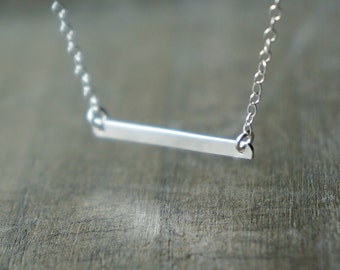 Silver Bar Necklace / All Sterling Silver ... Simple Classic Everyday