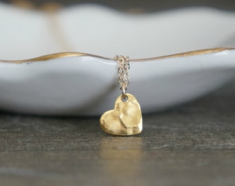 Hammered Heart Necklace // Small Gold Vermeil Heart on a 14k Gold Filled Chain