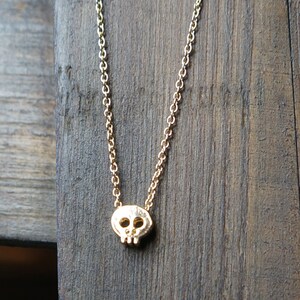 Tiny Gold Skull Necklace / Skull Pendant on Gold Filled Chain image 4