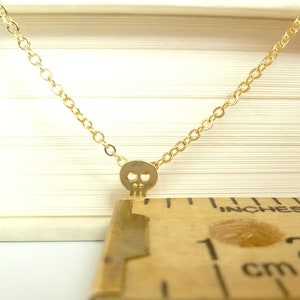 Tiny Gold Skull Necklace / Skull Pendant on Gold Filled Chain image 5