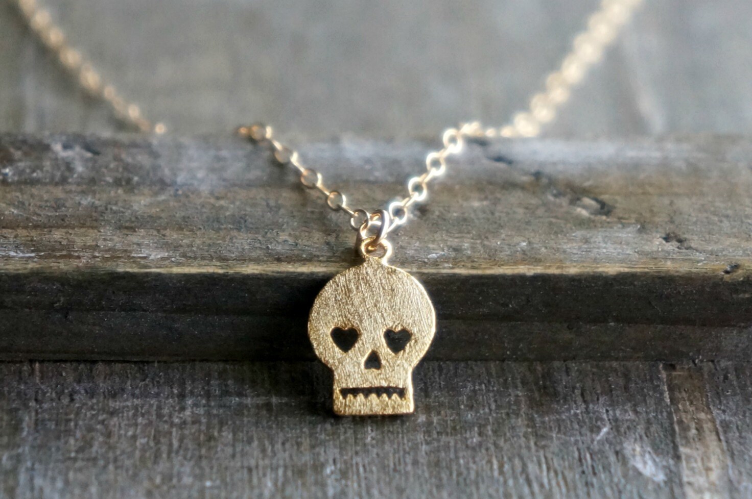 Sugar Skull Necklace / Gold Skull Necklace on Gold Filled Etsy