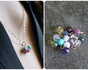 Multi-Gemstone Necklace // Three Genuine Gemstones on a 14k Gold Filled Chain • Family Birthstone Necklace • Real Gemstone Necklace