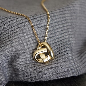 Gold Heart Knot Necklace // Gold Love Knot Pendant on a 14k Gold Filled Rolo Chain, Dainty Feminine Jewelry, Removable Charm Necklace