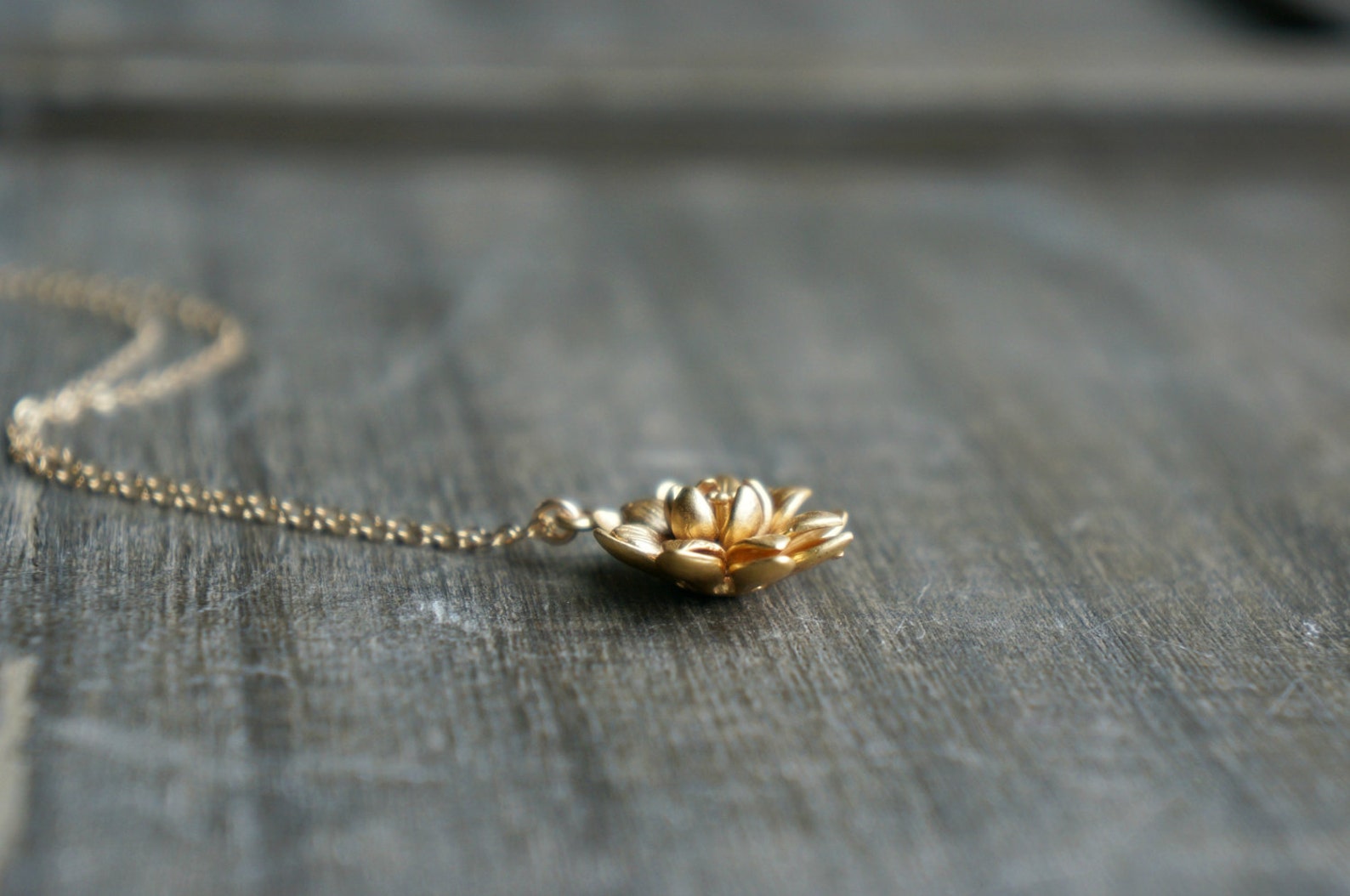 Gold Lotus Necklace Symbolic Flower Pendant on a Dainty Etsy