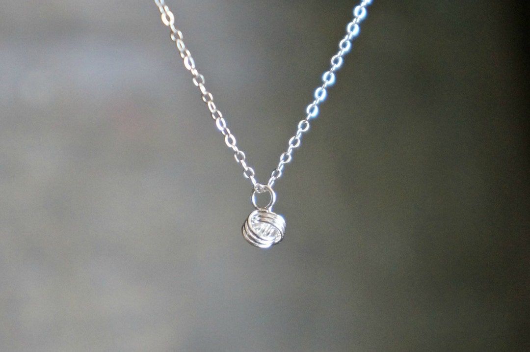 Love Knot Necklace / Tiny 5mm Eternity Knot on a Dainty - Etsy