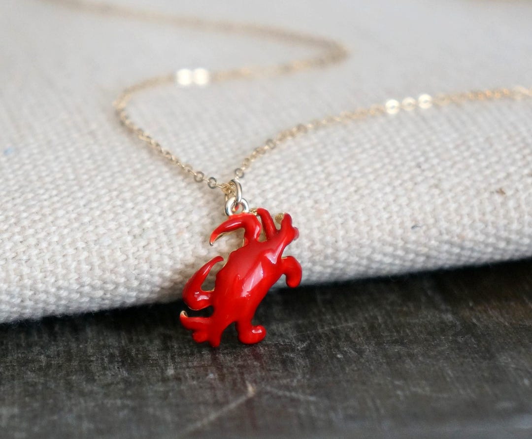 Gumbo Chain Crab Necklace // Dainty Crab Pendant on a 14k Gold Filled Chain, Crab ...