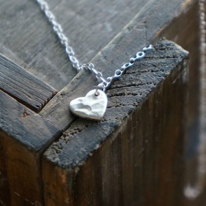 Hammered Heart Necklace / Silver Heart Pendant on Sterling Silver Chain ... Mother&#39;s Day Best Friends Graduation Love You Necklace