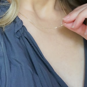 Thin & Dainty Plain Gold Chain Necklace // Shimmering 14k Gold Filled Chain Short or Long Simple Layering Necklace choose your length image 4