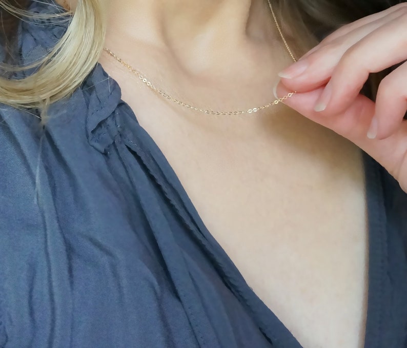 Thin & Dainty Plain Gold Chain Necklace // Shimmering 14k Gold Filled Chain Short or Long Simple Layering Necklace choose your length image 4