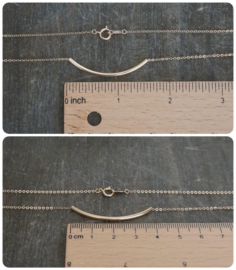 Golden Smile Necklace // Skinny Gold Curved Bar on a 14k Gold Filled