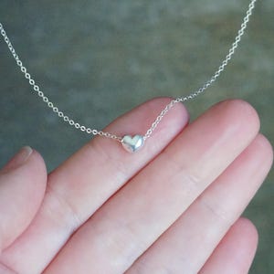 Floating Heart Necklace // Silver Heart Pendant on Sterling Silver Chain, Tiny 6mm Sliding Heart, Dainty Jewelry, Gift for Her