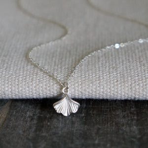 Dainty Ginkgo Necklace // Tiny Ginkgo Leaf Pendant on a Sterling Silver Chain, Mini Leaf Charm Necklace, Remember Me Necklace