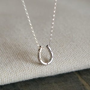 Floating Silver Horseshoe Necklace / Horseshoe Pendant on a Sterling Silver Chain • Lucky Charm Necklace • Dainty Equestrian Jewelry