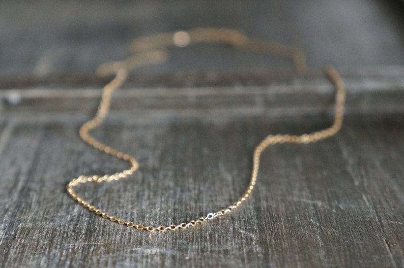 Thin & Dainty Plain Gold Chain Necklace // Shimmering 14k Gold Filled Chain Short or Long Simple Layering Necklace choose your length image 1