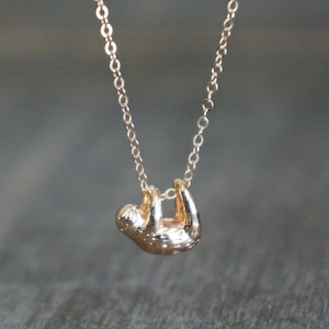 Sloth Necklace // Gold Floating Sloth Pendant on a 14k Gold Filled Chain • Dainty Gold Necklace • Tiny Sloth Charm Necklace • Sloth Jewelry