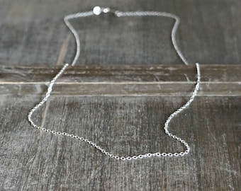 Plain Silver Chain Necklace // Shimmering Sterling Silver Chain / Short or Long • Simple and Pretty • Layering Necklace • choose your length