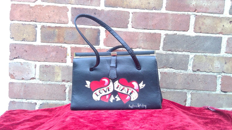 Love Vs. Hate Traditional Tattoo Design Handpainted on Vintage - Etsy