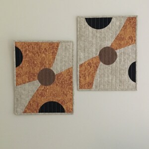 Modern Quilted Wall Art Set: Gold & Ivory Textile Panels
