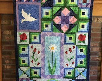 Handmade Quilted Wall Hanging | Modern Quilt Wall Art | Size 38" X 49"