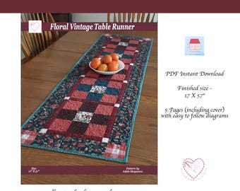 PDF Table Runner Quilt Pattern | Nine Patch Table Runner| Table Runner PDF Pattern